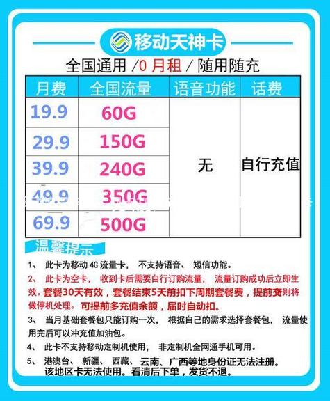 贵州移动流量卡50元50G套餐